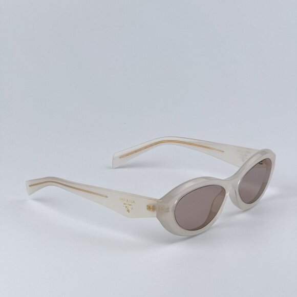 Prada PR26ZS 12V4I2 BRAND NEW Sunglasses Opal Milk Light Brown Oval Women - Picture 6 of 10